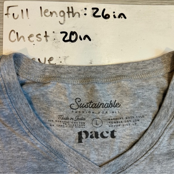 Pact Women’s Grey Sustainable Organic Cotton Relaxed Fit Tee - L - Picture 3 of 3